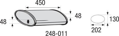 Vidējais izpl. gāzu trokšņa slāpētājs, Universāls BOSAL 248-011