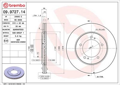 Bremžu diski BREMBO 09.9727.14