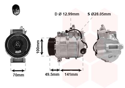 Компрессор, кондиционер VAN WEZEL 3000K476