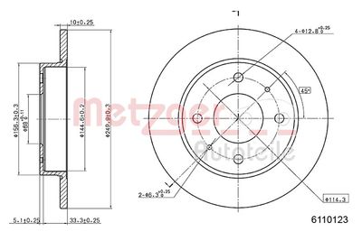 Тормозной диск METZGER 6110123