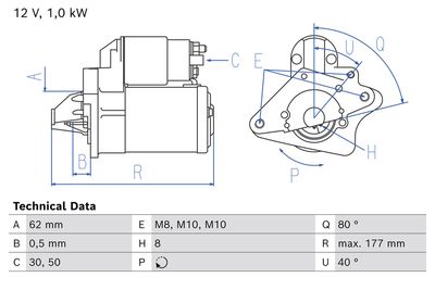 Стартер BOSCH 0 986 028 090