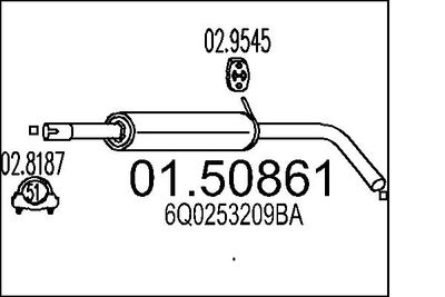 Vidējais izpl. gāzu trokšņa slāpētājs MTS 01.50861