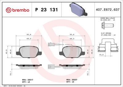 Bremžu uzliku kompl., Disku bremzes BREMBO P 23 131