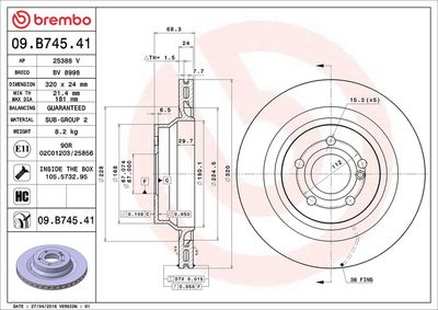 Тормозной диск BREMBO 09.B745.41