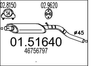 Средний глушитель выхлопных газов MTS 01.51640