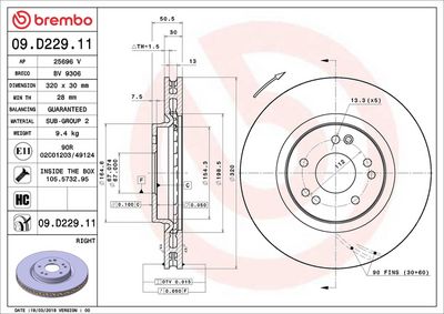 Тормозной диск BREMBO 09.D229.11