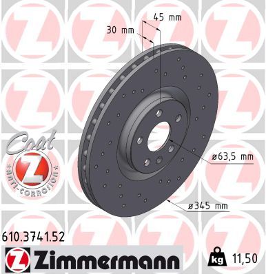 Тормозной диск ZIMMERMANN 610.3741.52
