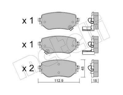 Bremžu uzliku kompl., Disku bremzes METELLI 22-1192-0