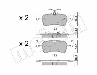Bremžu uzliku kompl., Disku bremzes METELLI 22-1042-0