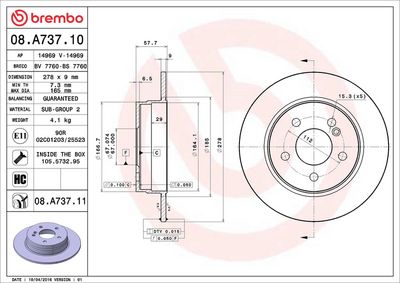 Bremžu diski BREMBO 08.A737.11