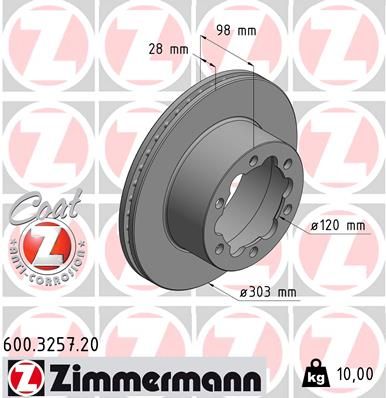 Тормозной диск ZIMMERMANN 600.3257.20