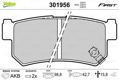 Bremžu uzliku kompl., Disku bremzes VALEO 301956