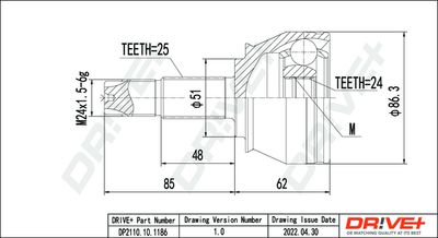 Шарнирный комплект, приводной вал Dr!ve+ DP2110.10.1186