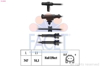Датчик, частота вращения колеса FACET 21.0228