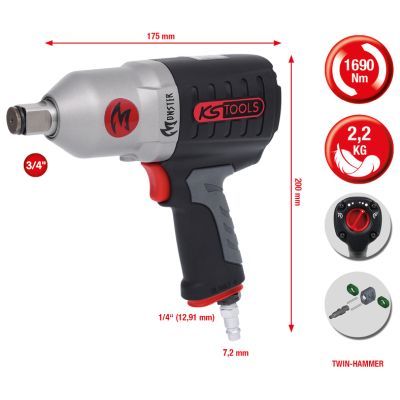 KS TOOLS 5153785 Triecienskrūvgriezis (Pneimatiskais)