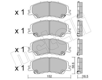 Bremžu uzliku kompl., Disku bremzes METELLI 22-1450-0