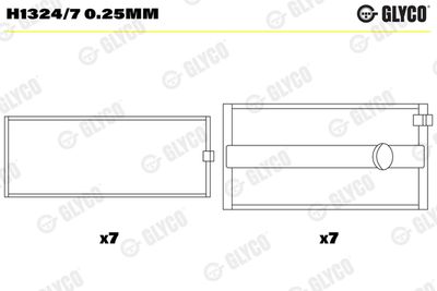 Kloķvārpstas gultnis GLYCO H1324/7 0.25mm