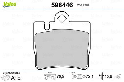 Bremžu uzliku kompl., Disku bremzes VALEO 598446