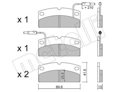 Bremžu uzliku kompl., Disku bremzes METELLI 22-1231-0