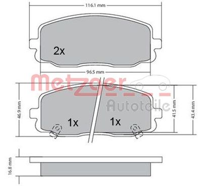 Bremžu uzliku kompl., Disku bremzes METZGER 1170108