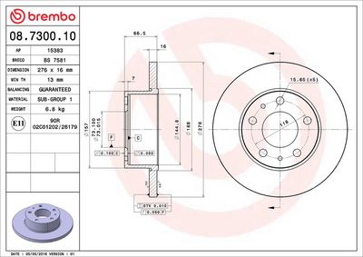 Bremžu diski BREMBO 08.7300.10