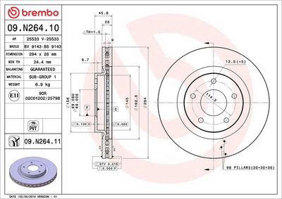 Тормозной диск BREMBO 09.N264.11