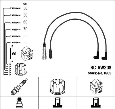 Augstsprieguma vadu komplekts NGK 0939