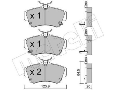 Комплект тормозных колодок, дисковый тормоз METELLI 22-0521-0