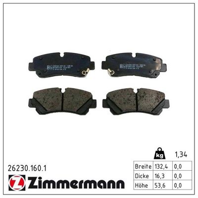 Bremžu uzliku kompl., Disku bremzes ZIMMERMANN 26230.160.1