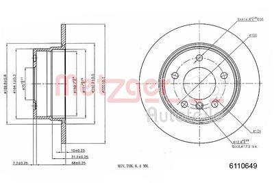 Тормозной диск METZGER 6110649