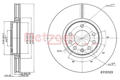 Тормозной диск METZGER 6110103