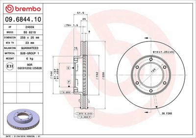 Bremžu diski BREMBO 09.6844.10