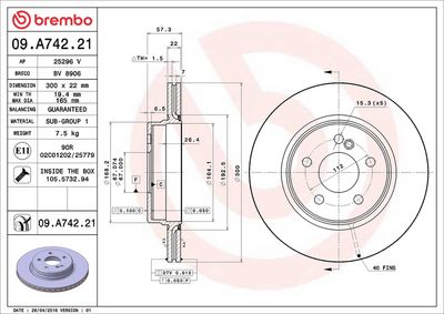 Тормозной диск BREMBO 09.A742.21