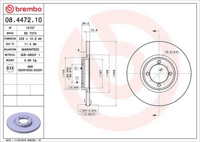 Тормозной диск BREMBO 08.4472.10
