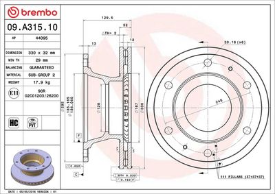 Тормозной диск BREMBO 09.A315.10