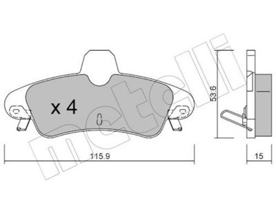 Комплект тормозных колодок, дисковый тормоз METELLI 22-0143-1