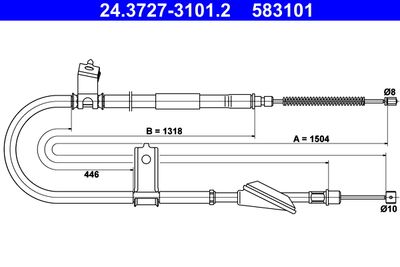 Тросик, cтояночный тормоз ATE 24.3727-3101.2