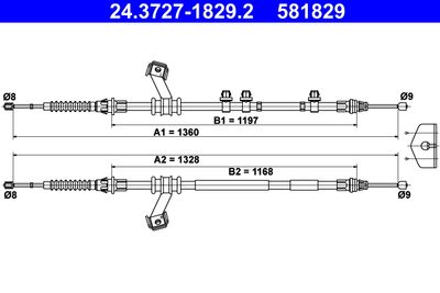 Тросик, cтояночный тормоз ATE 24.3727-1829.2