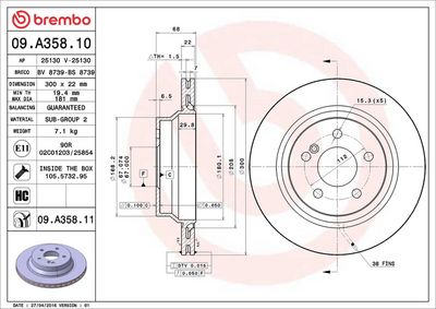 Тормозной диск BREMBO 09.A358.11