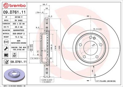 Тормозной диск BREMBO 09.D761.11