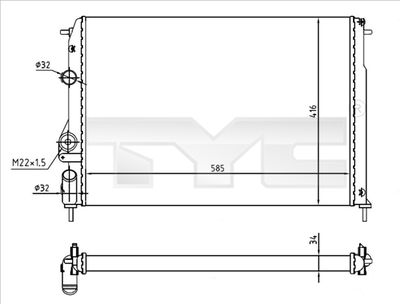 Радиатор, охлаждение двигателя TYC 728-0055-R