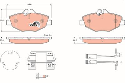 Bremžu uzliku kompl., Disku bremzes TRW GDB1542