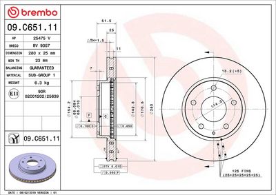 Тормозной диск BREMBO 09.C651.11