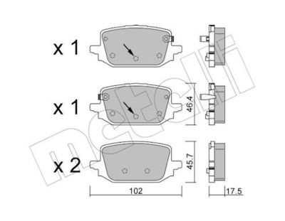 Bremžu uzliku kompl., Disku bremzes METELLI 22-1366-0