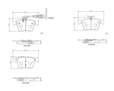Bremžu uzliku kompl., Disku bremzes BREMBO P 85 162X
