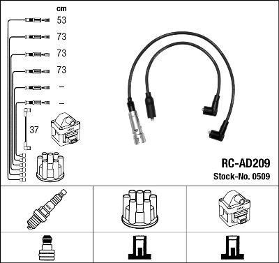 Augstsprieguma vadu komplekts NGK 0509