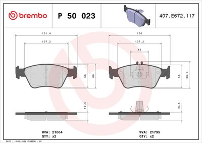 Bremžu uzliku kompl., Disku bremzes BREMBO P 50 023