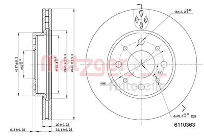 Тормозной диск METZGER 6110363