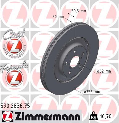 Bremžu diski ZIMMERMANN 590.2836.75