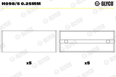 Подшипник коленвала GLYCO H098/5 0.25mm